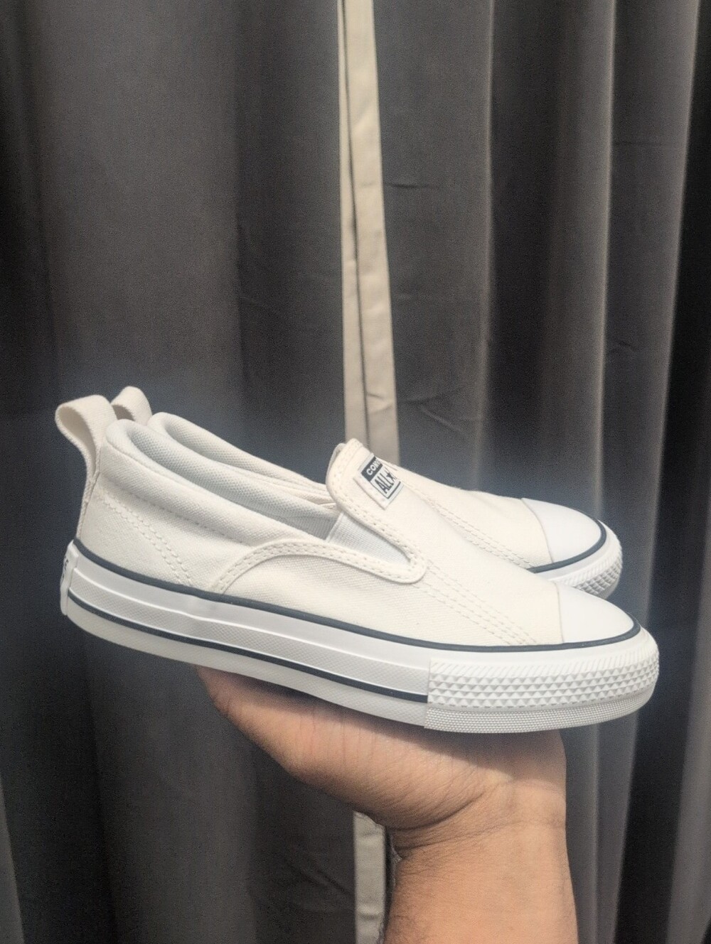Kids White Converse Chuck Taylor All Star Malden Street Slip-On shoes Size 13Y